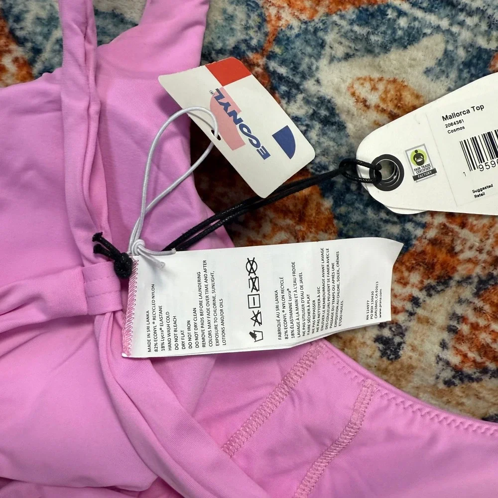 prAna Mallorca‎ Top Cosmos Pink Cropped Sports Bra Swim Suit Bikini Top Womens M
